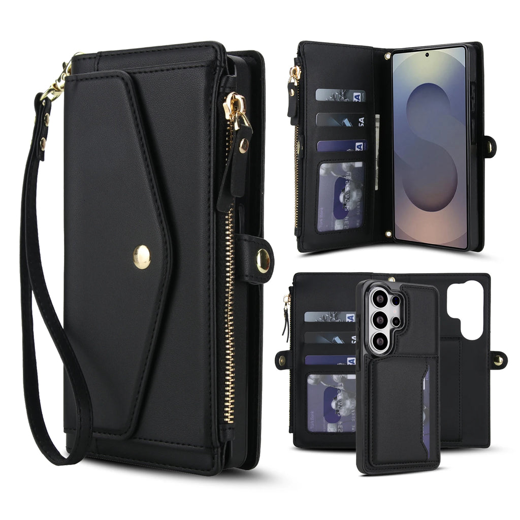 2-in-1 Magnetic Zipper Wallet Case for Samsung Galaxy S Series