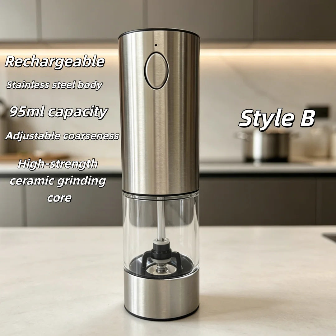 Rechargeable Electric Salt & Pepper Grinder Set - USB Charging, Adjustable Coarseness