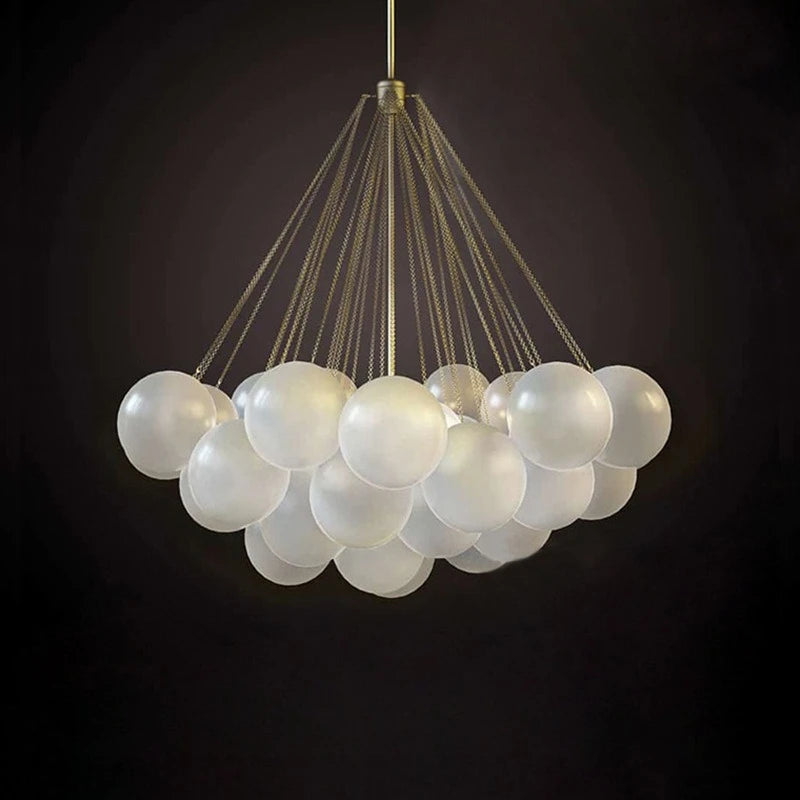 Nordic Bubble Ball Chandelier - Stylish Cream Glass Pendant Lamp