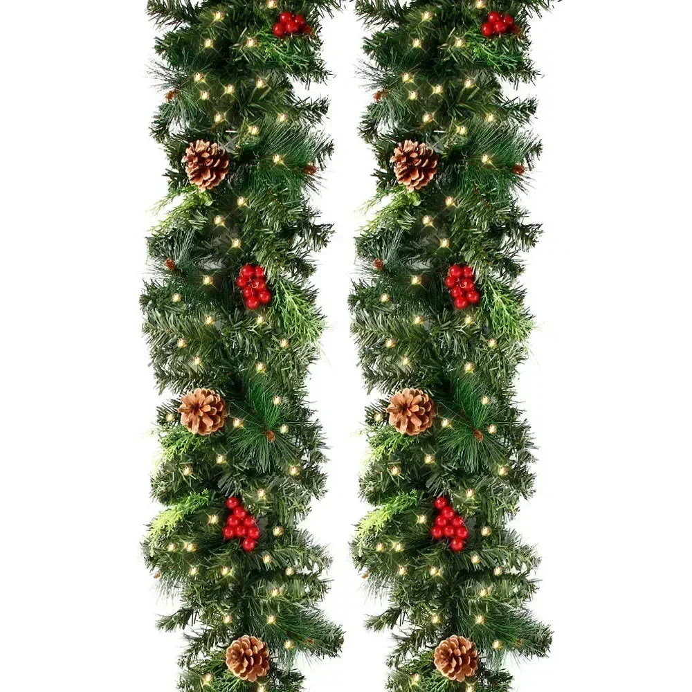 Stunning LED Christmas Garland: Rattan Wreath for Holiday Decor