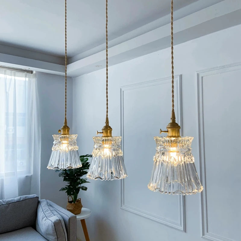 Elegant Copper Glass LED Pendant Lamp for Living Room & Kitchen