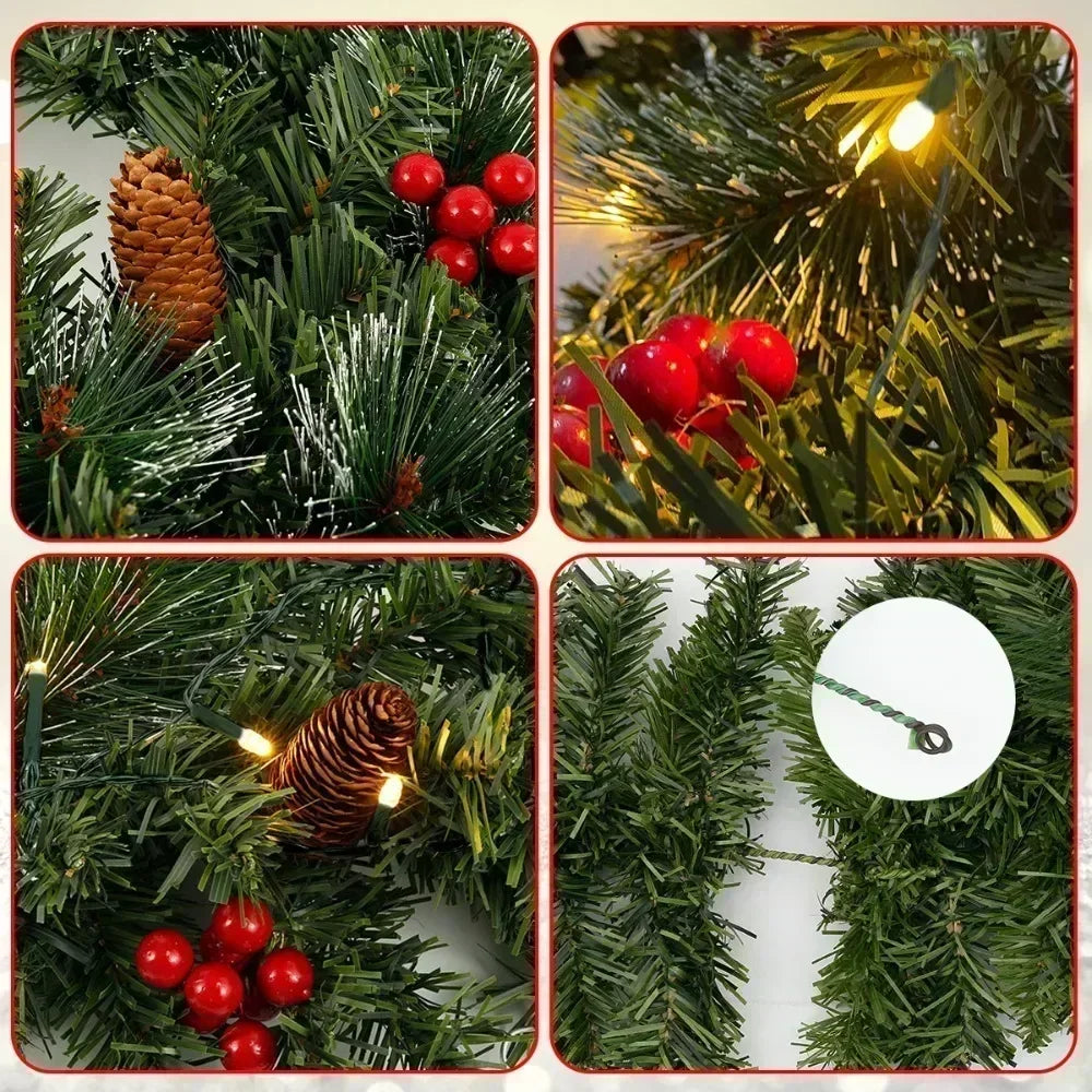Stunning LED Christmas Garland: Rattan Wreath for Holiday Decor