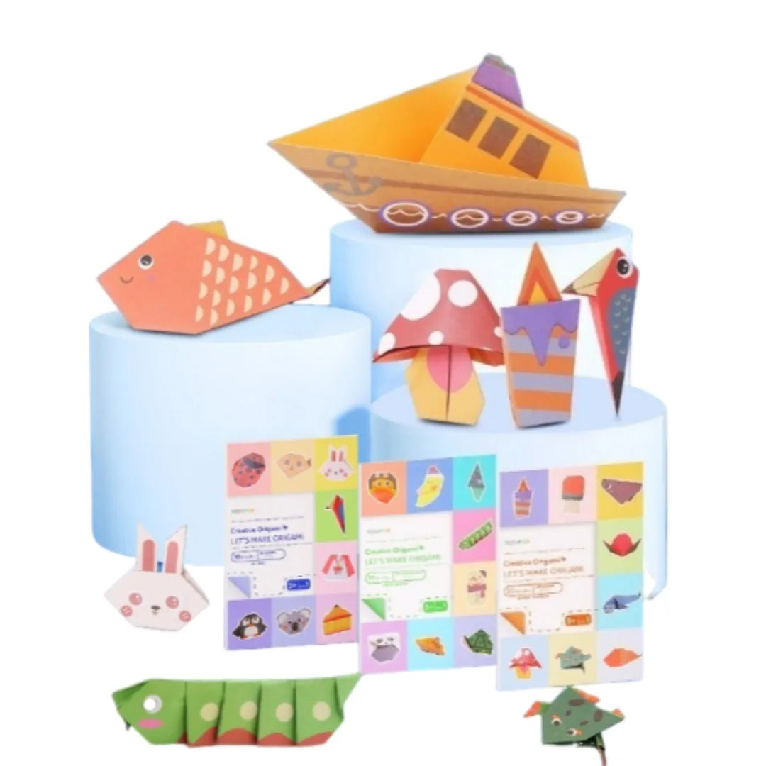 Creative Origami Kit - 30 Colorful Paper Sheets & Craft Guide for Kids