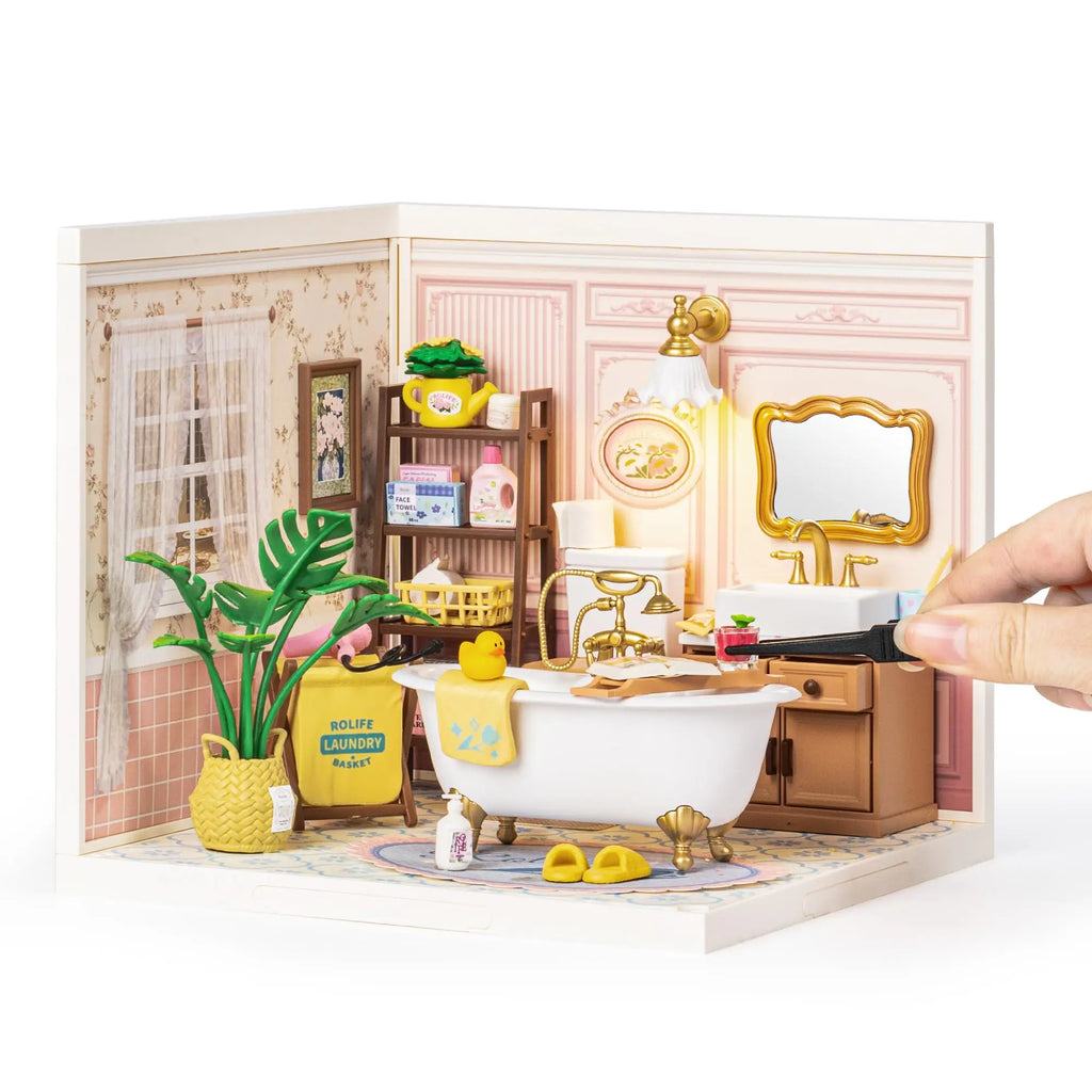 Robotime DIY Miniature Spa Bathroom Kit - Creative 3D Model Build