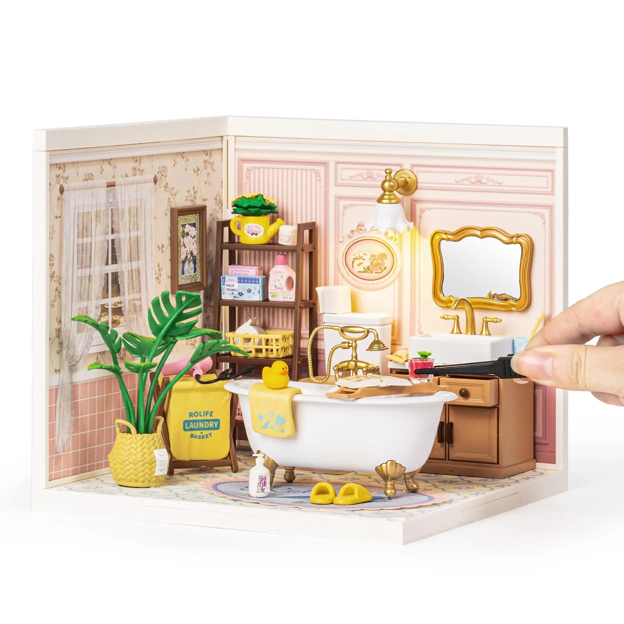 Robotime DIY Miniature Spa Bathroom Kit - Creative 3D Model Build