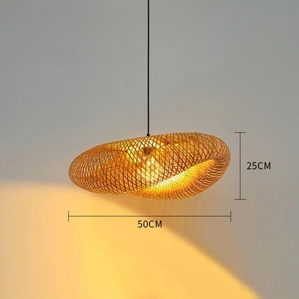 Eco-Friendly Bamboo Pendant Light - Handcrafted Wicker Design