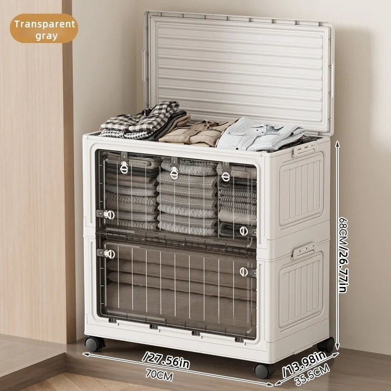 Foldable Storage Bin with Wheels - Space-Saving Organizer for Clothes & Toys