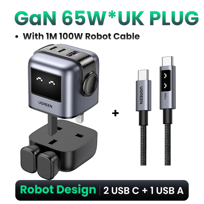 UGREEN 65W GaN Fast Charger - Unique Uno Robot Design