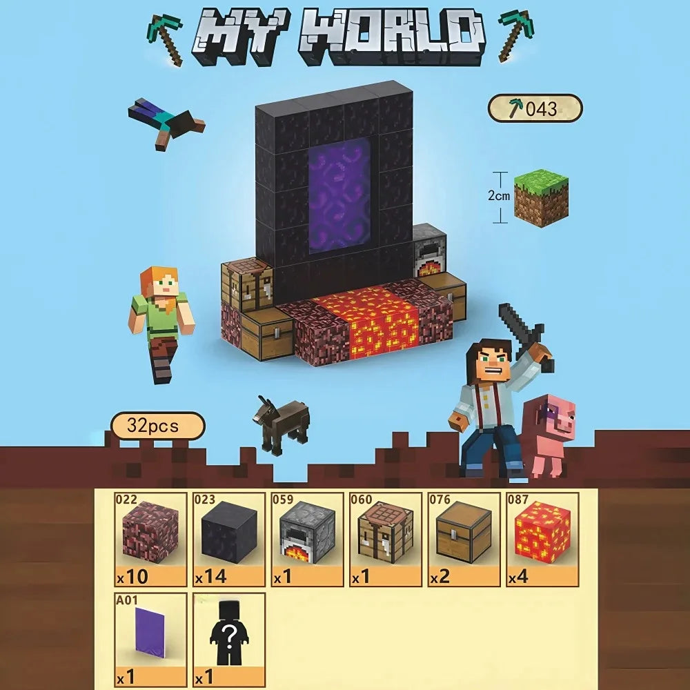 Magnetic Building Blocks Mine World Set - STEM Toy for Kids 3+