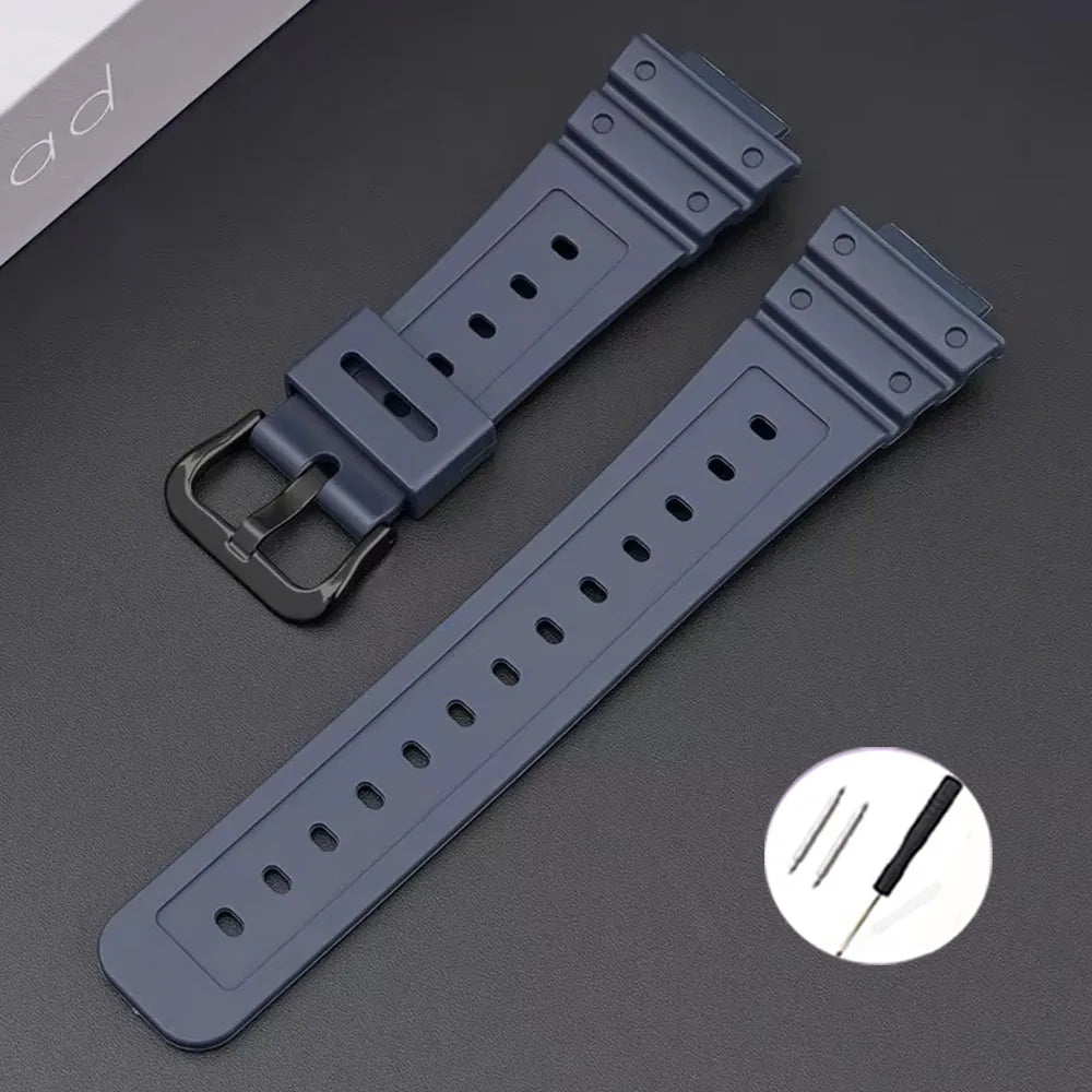 16mm Waterproof Silicone Watch Strap for Casio Models | Silver Buckle