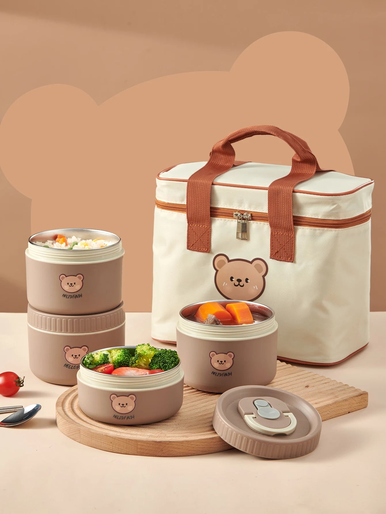 Cute Portable Thermal Stainless Steel Lunch Box for Kids