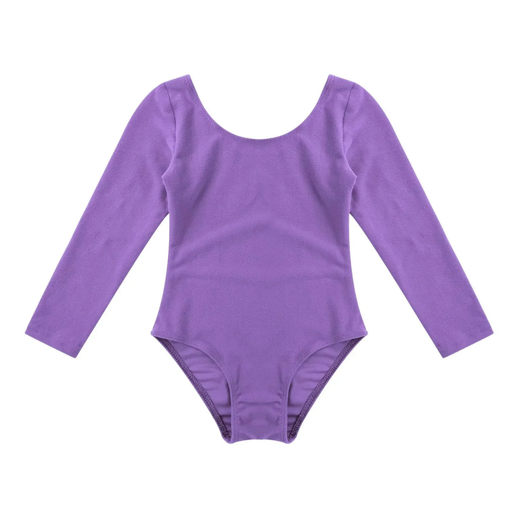 Girls Long Sleeve Ballet Leotard - Soft & Stretchy Dance Costume