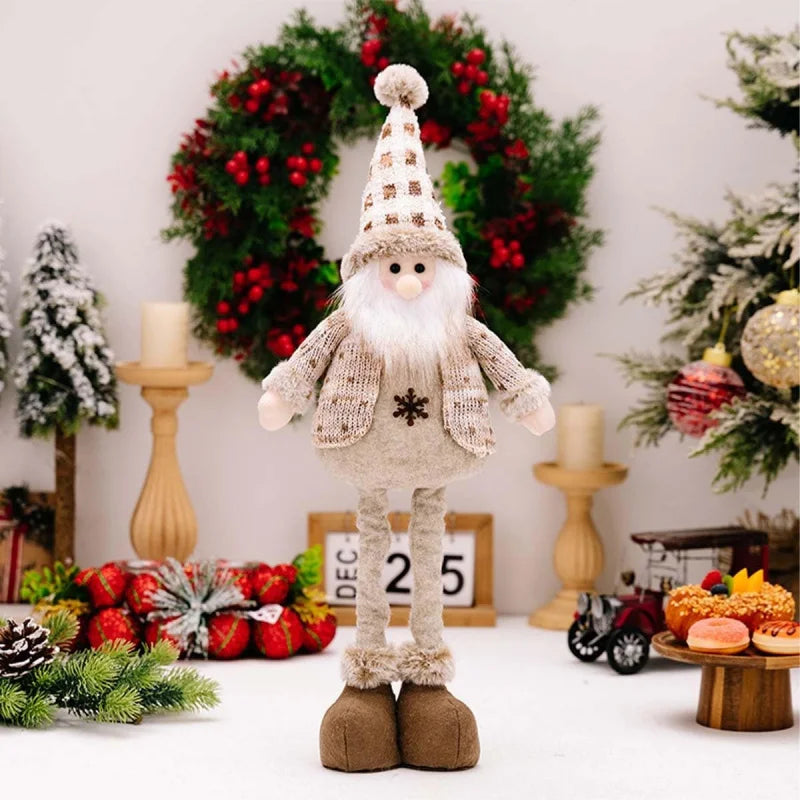 Festive Plush Santa, Snowman & Reindeer Dolls - Adjustable Holiday Decor