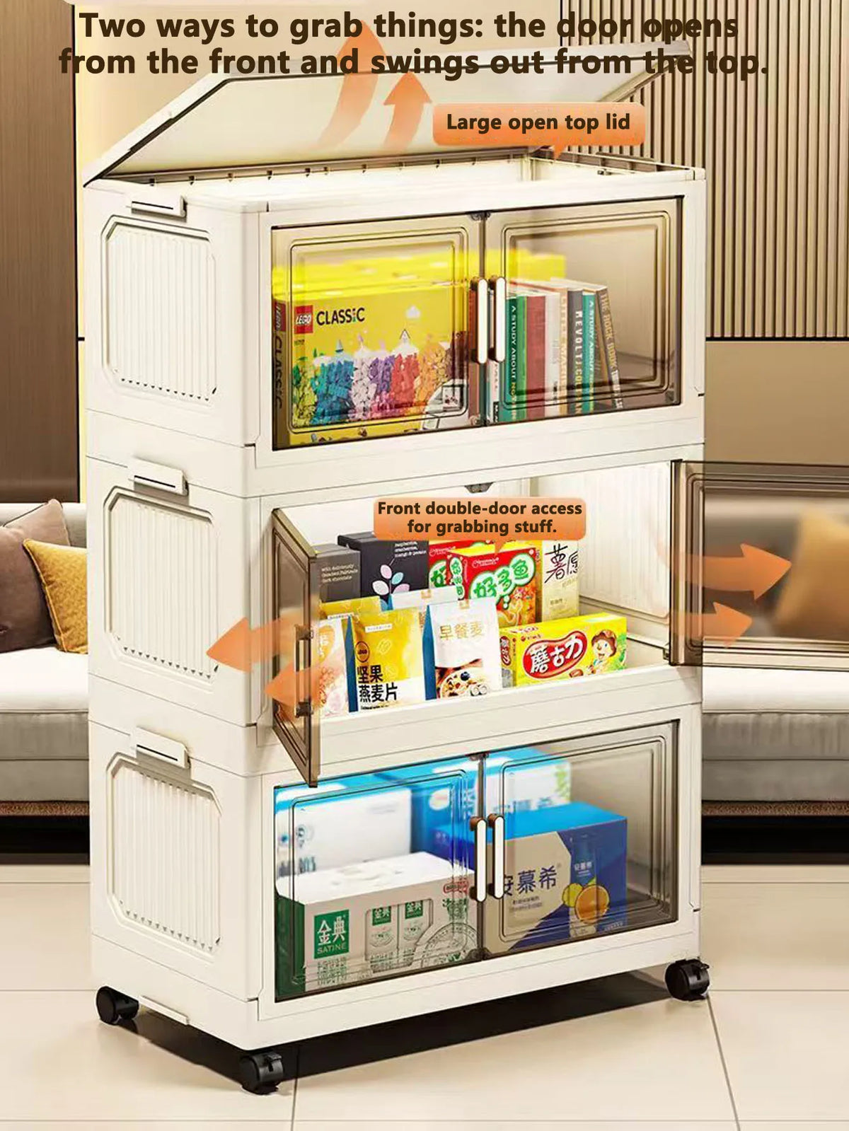 Folding Storage Cabinet - Versatile Toy & Snack Organizer for Home