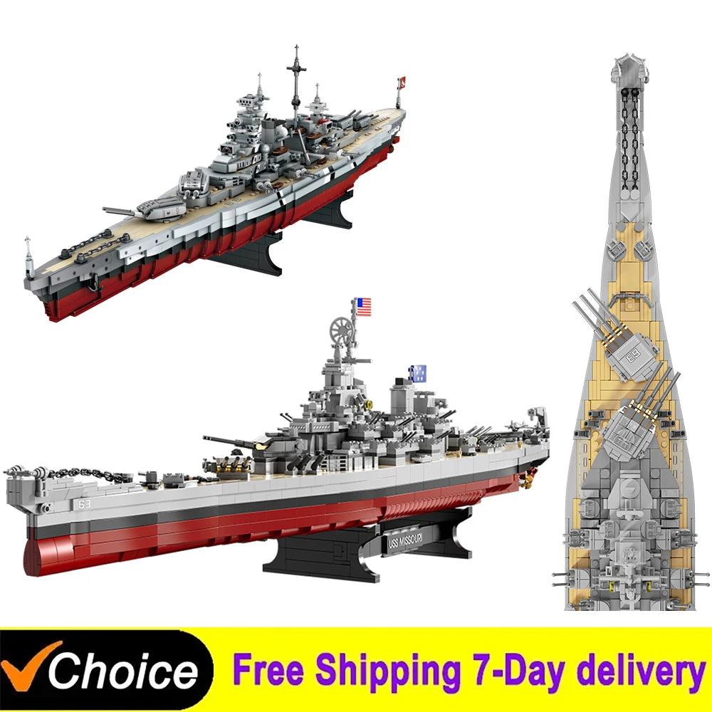 MOULD KING Military Missouri Battleship Model Building Blocks Set