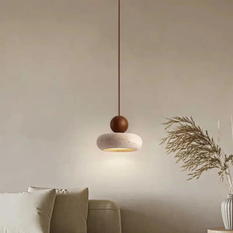 Vintage Pendant Light with Natural Yellow Agate - Elegant Illumination