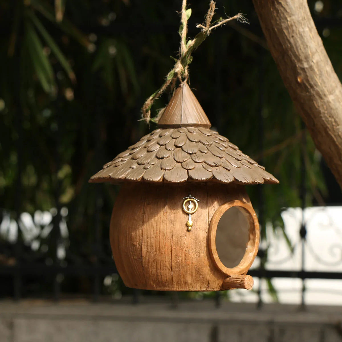 Cozy Whimsical Bird Nest Hanging Ornament for Garden Decor