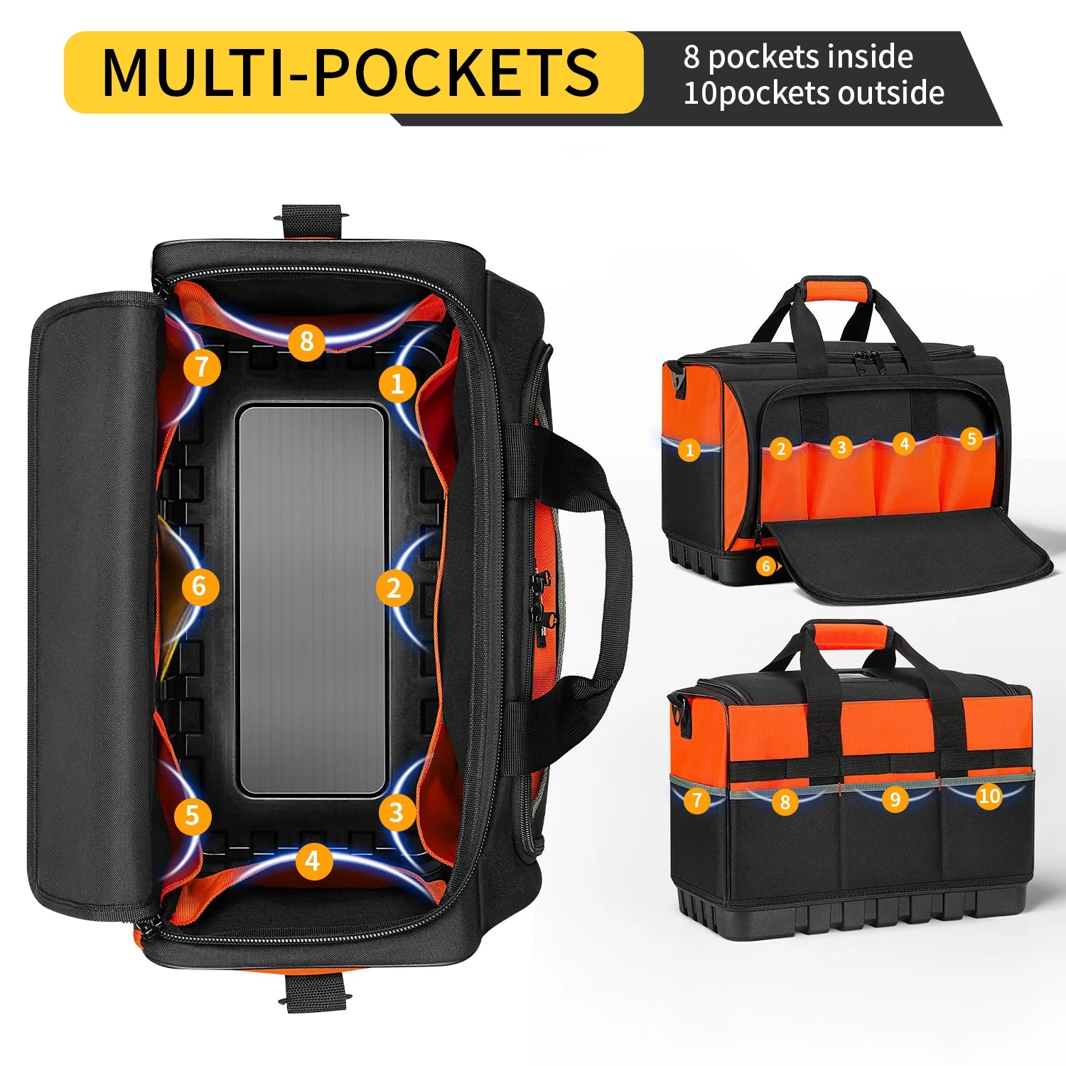 Heavy Duty Tool Bag Organizer with 18 Pockets & Adjustable Strap