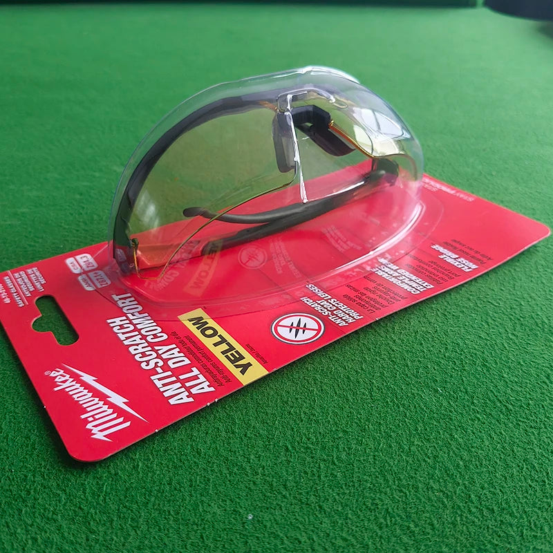 Milwaukee Anti-Scratch Safety Glasses - Yellow Lenses for Clarity