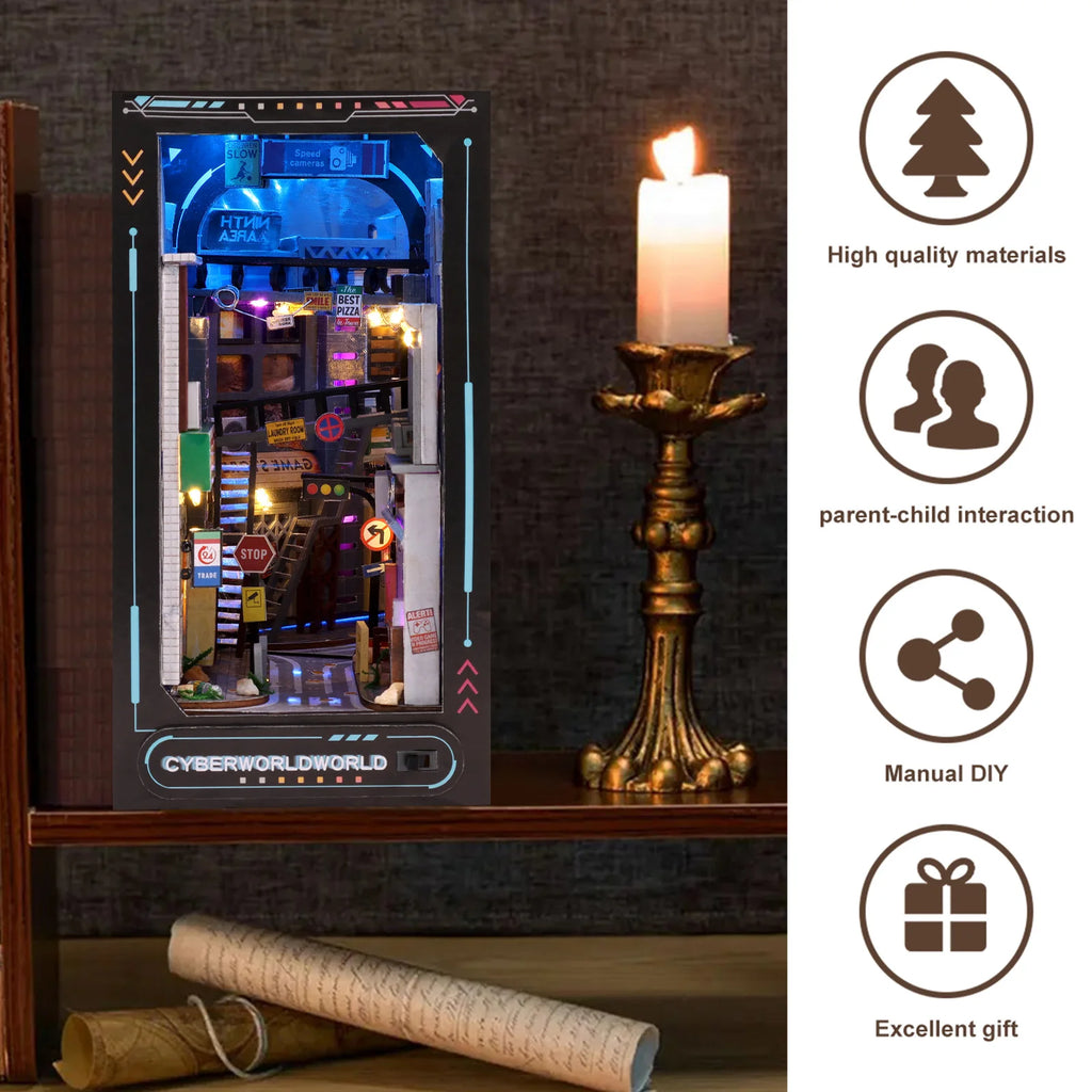 3D DIY Book Nook Kit - Wooden Puzzle with LED Lighting