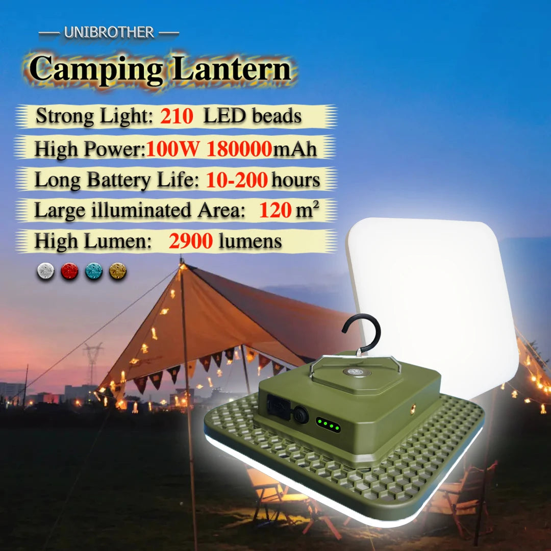 Unibrother 18000mAh 100W LED Camping Lantern – Magnetic & Rechargeable