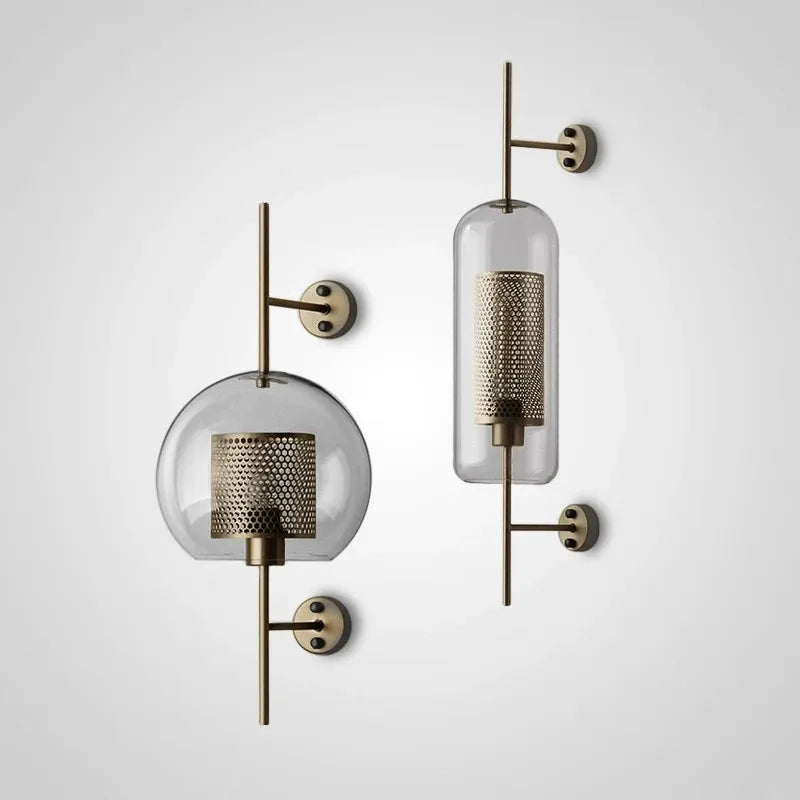 Nordic Minimalist Gold Wall Lamp with LED Glass Ball Design