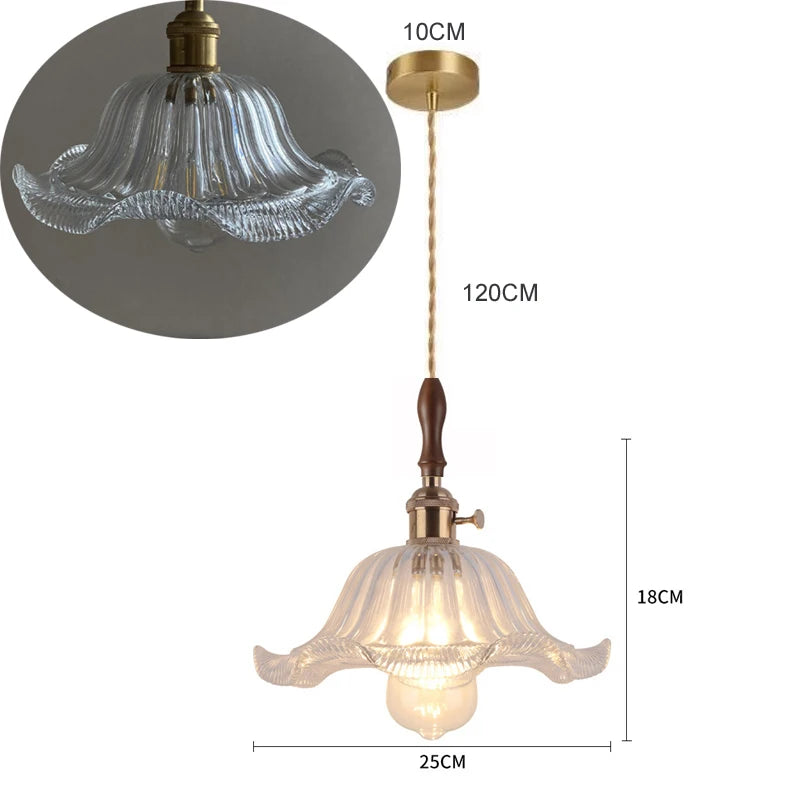 Vintage Green Glass Pendant Light - Nordic Copper Hanging Lamp