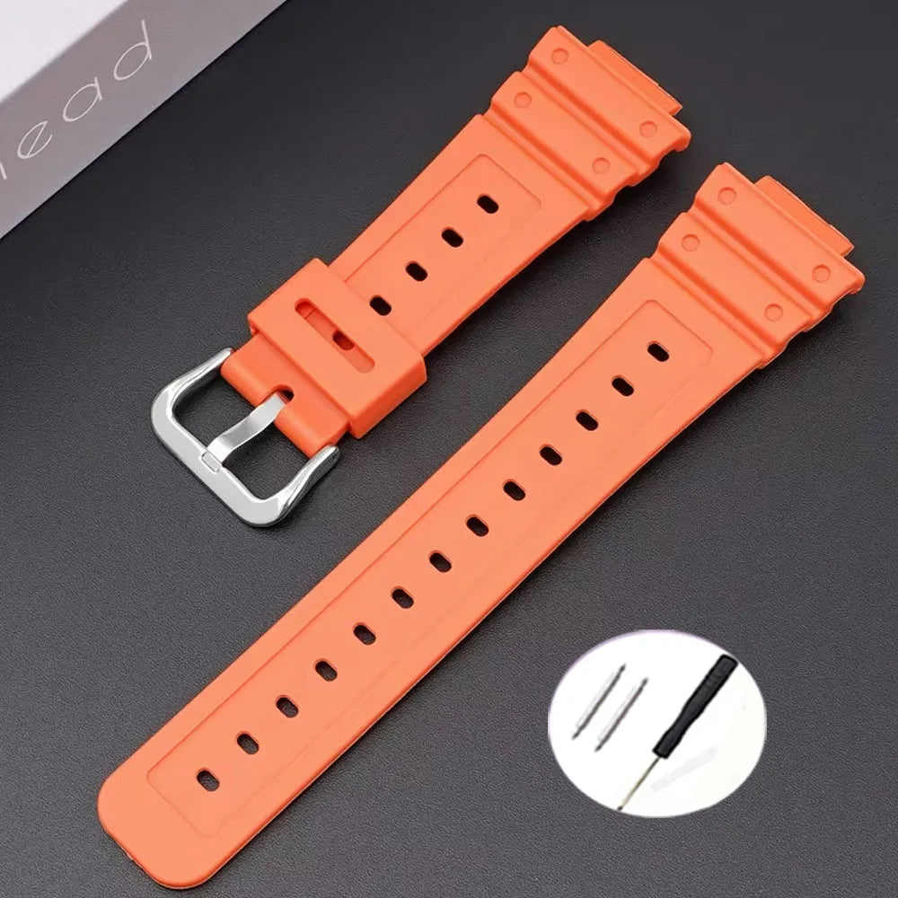 16mm Waterproof Silicone Watch Strap for Casio Models | Silver Buckle