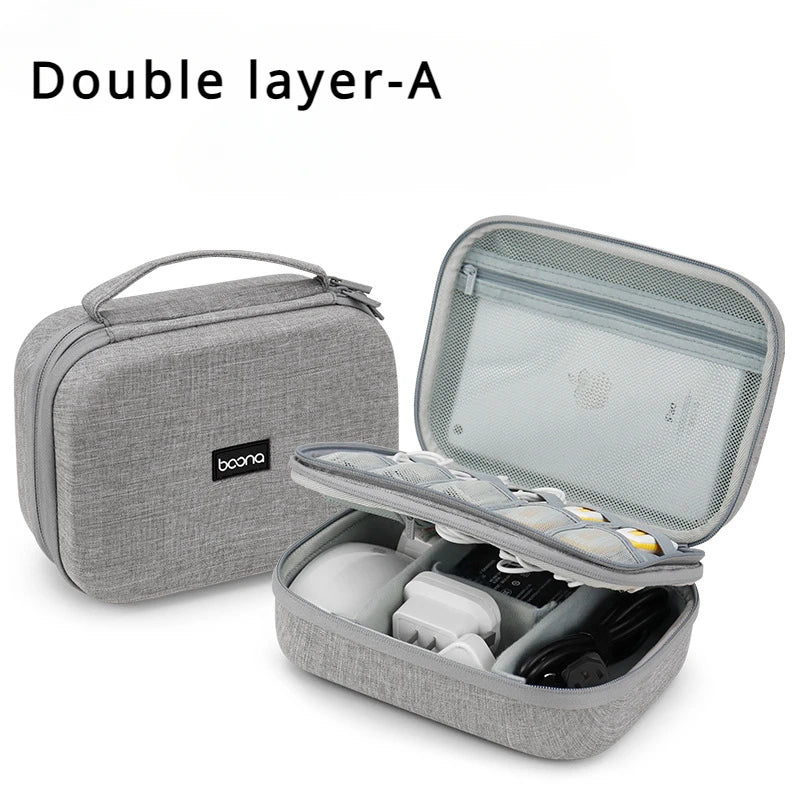 Hard Shell Digital Storage Bag for Travel Power Bank & Cables