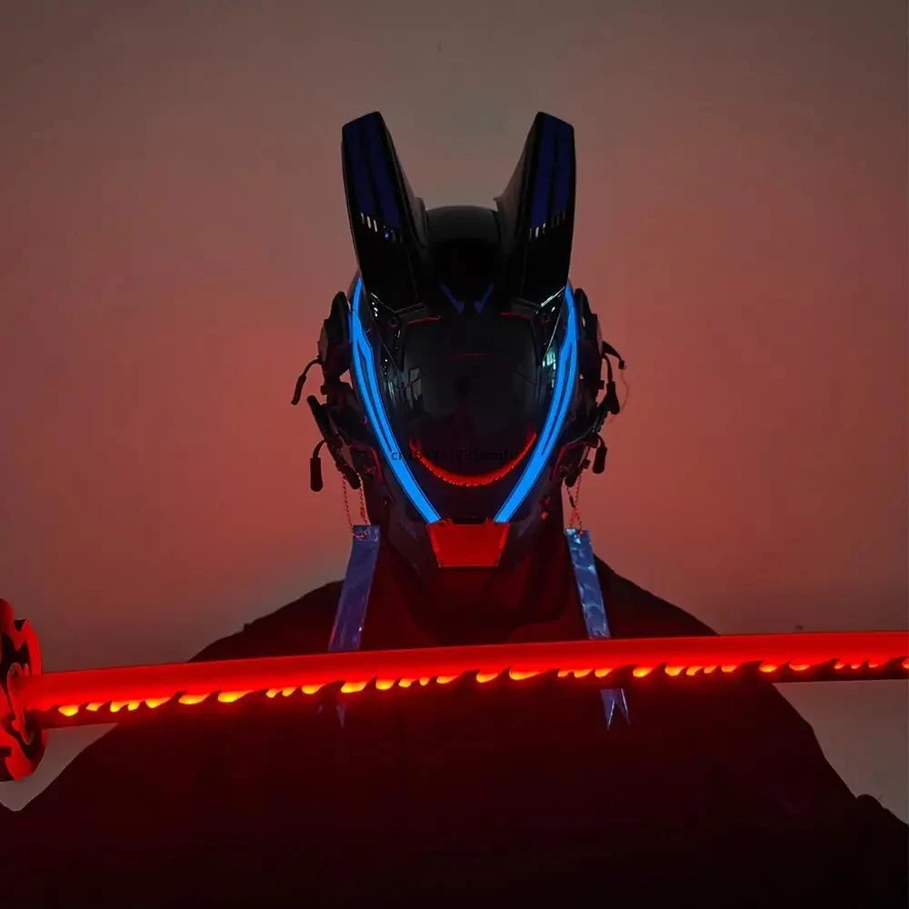 JAUPTO LED Techwear Mask - Futuristic Glowing Accessory for Events