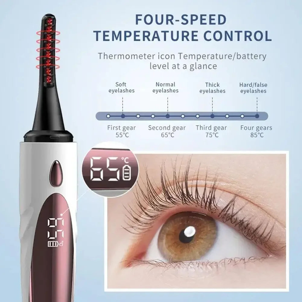 USB Rechargeable Electric Heated Eyelash Curler - 4 Temperature Modes