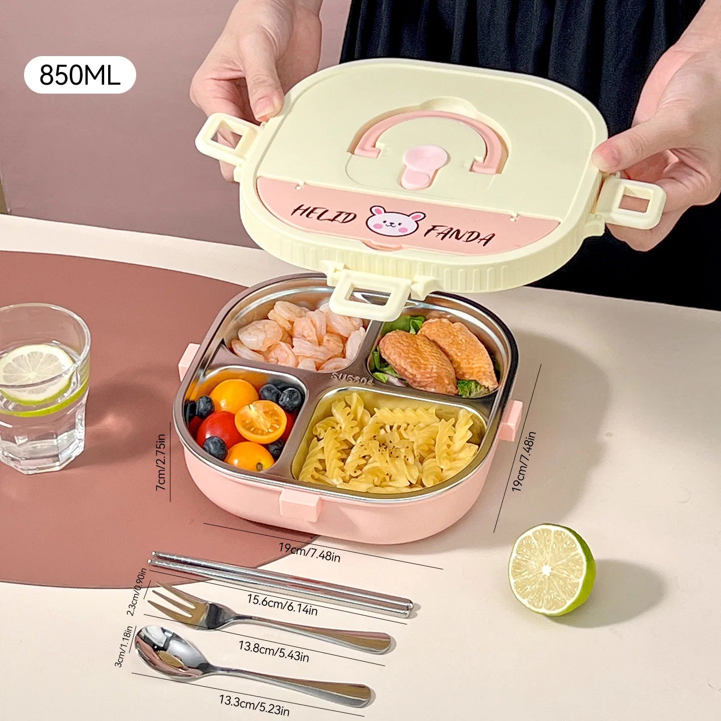 WORTHBUY Microwave Safe 3/4 Compartment Bento Lunch Box