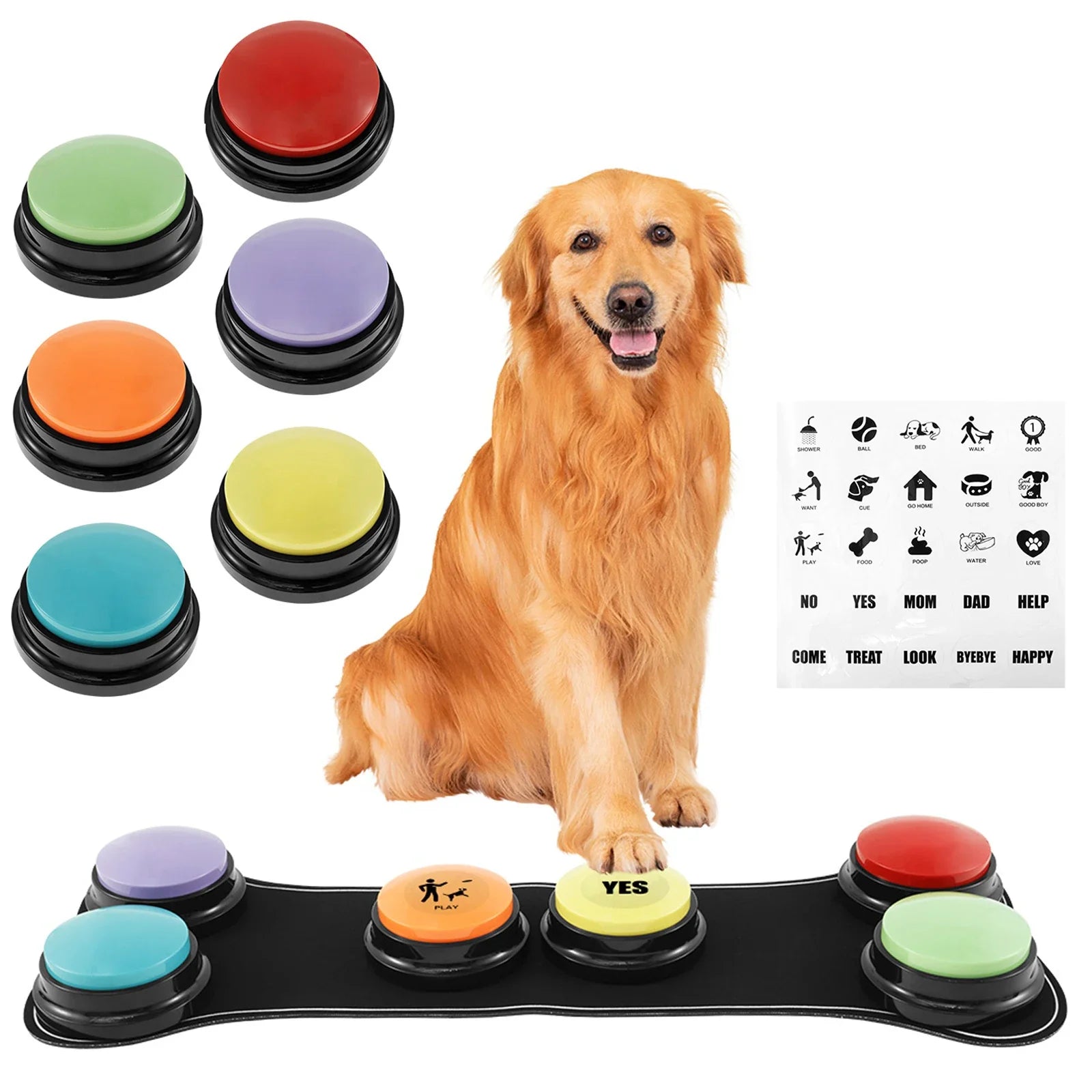 Interactive Dog Training Voice Buttons - Record & Playback Set