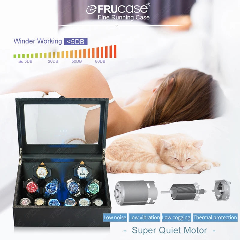 FRUCASE 6+6 Automatic Watch Winder – Elegant & Efficient