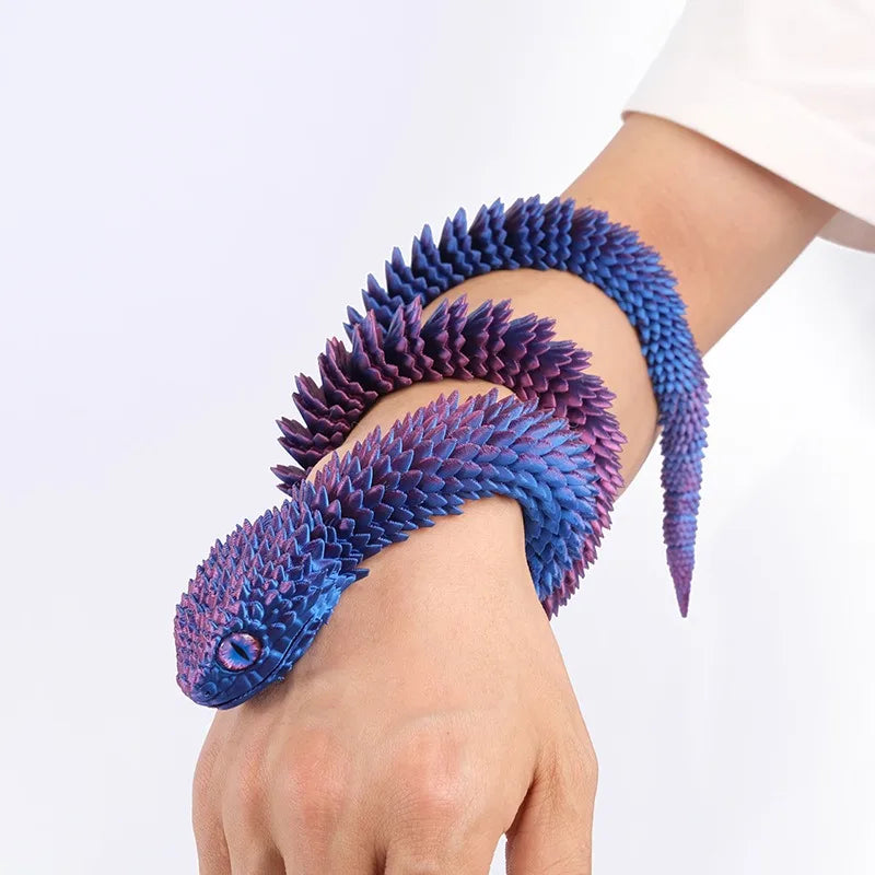 Glowing 3D Printed Viper Decoration with Movable Joints - 63cm