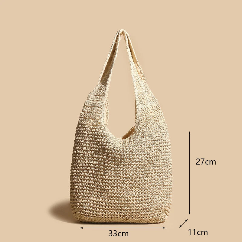 Handmade Straw Woven Shoulder Bag - Perfect for Beach & Travel