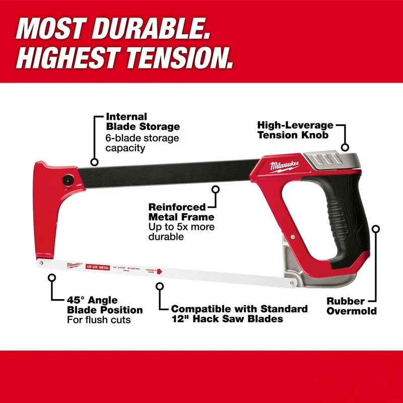 Milwaukee 12" High Tension Hacksaw - Durable & Precise Cutting Tool