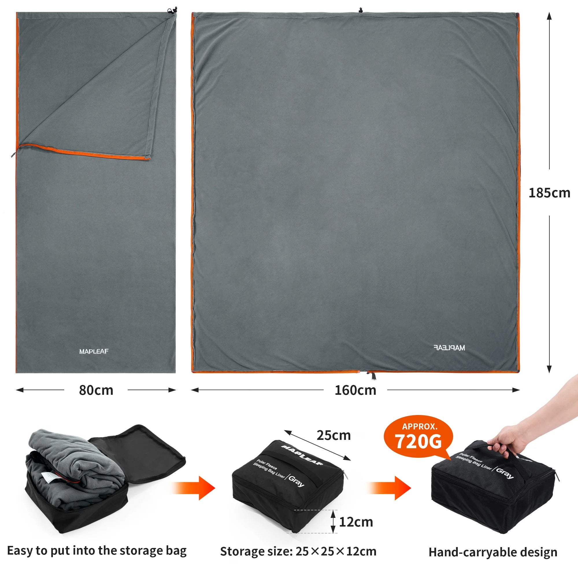 MAPLEAF Ultralight Polar Fleece Sleeping Bag Liner for Cold Weather