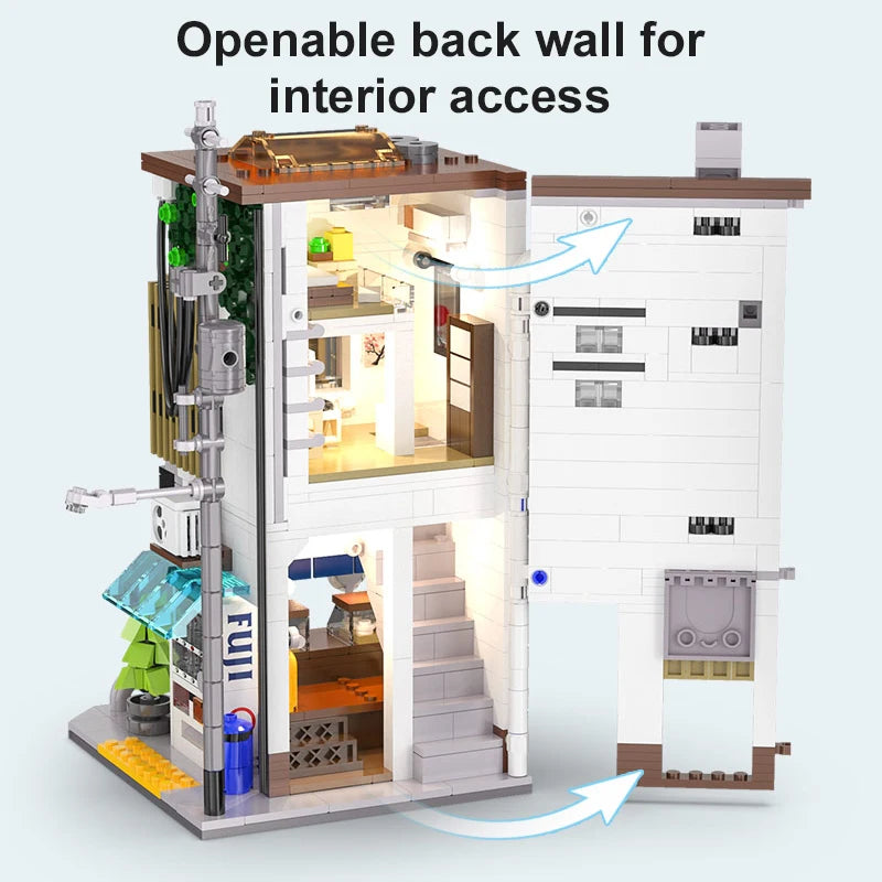 Cada City LED Japanese Steamed Bun House Building Blocks Toy - 1108 Pcs