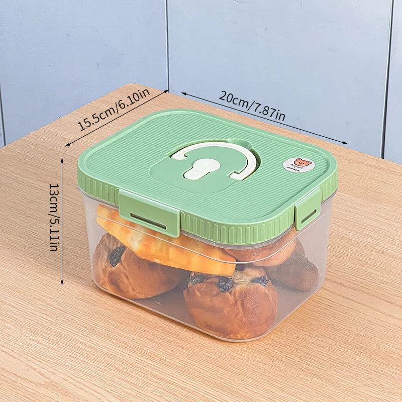 Airtight Plastic Bread Storage Box with Handle - Large Capacity