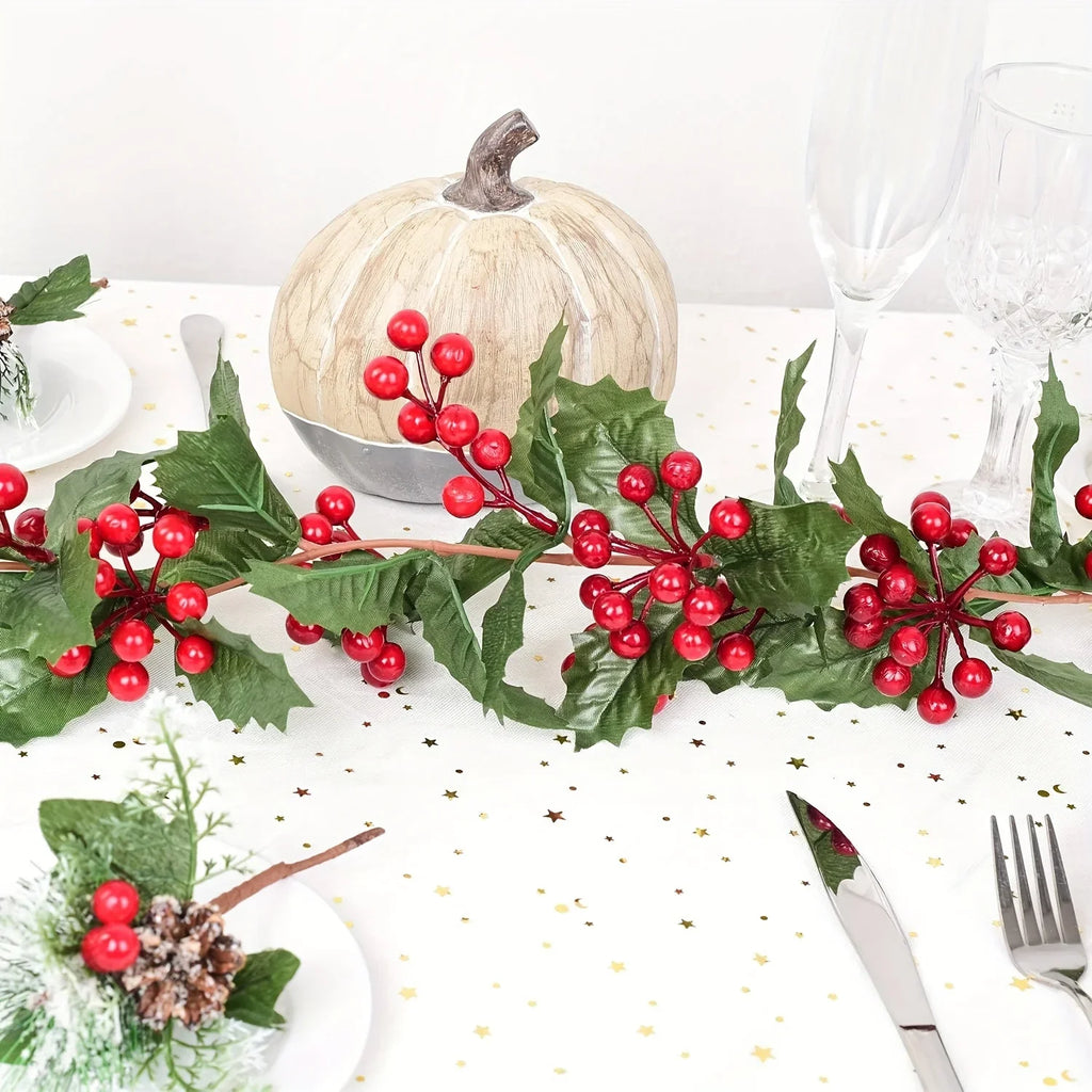 Lifelike Garland with Red Berries – Enhance Your Holiday Decor