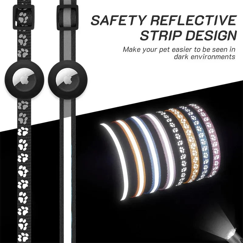 Reflective Cat Collar for Apple Airtag with Safety Buckle & Bell