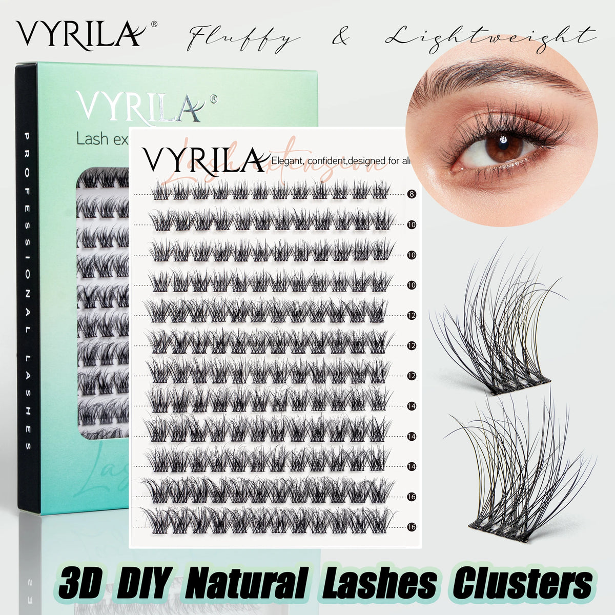VYRILA C Curl 3D Wispy DIY Eyelash Extensions - Reusable & Natural Look