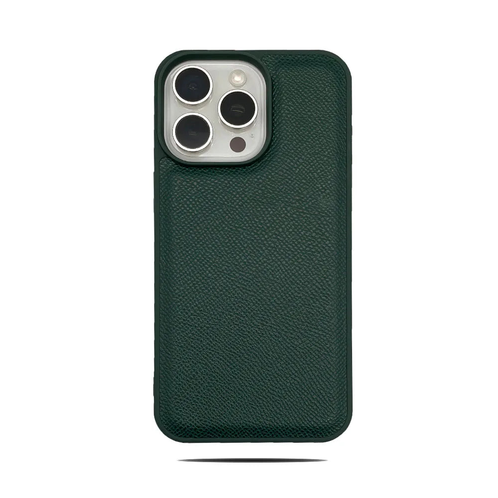 Forest Green Epsom Leather iPhone Case - Shockproof Bumper Cover