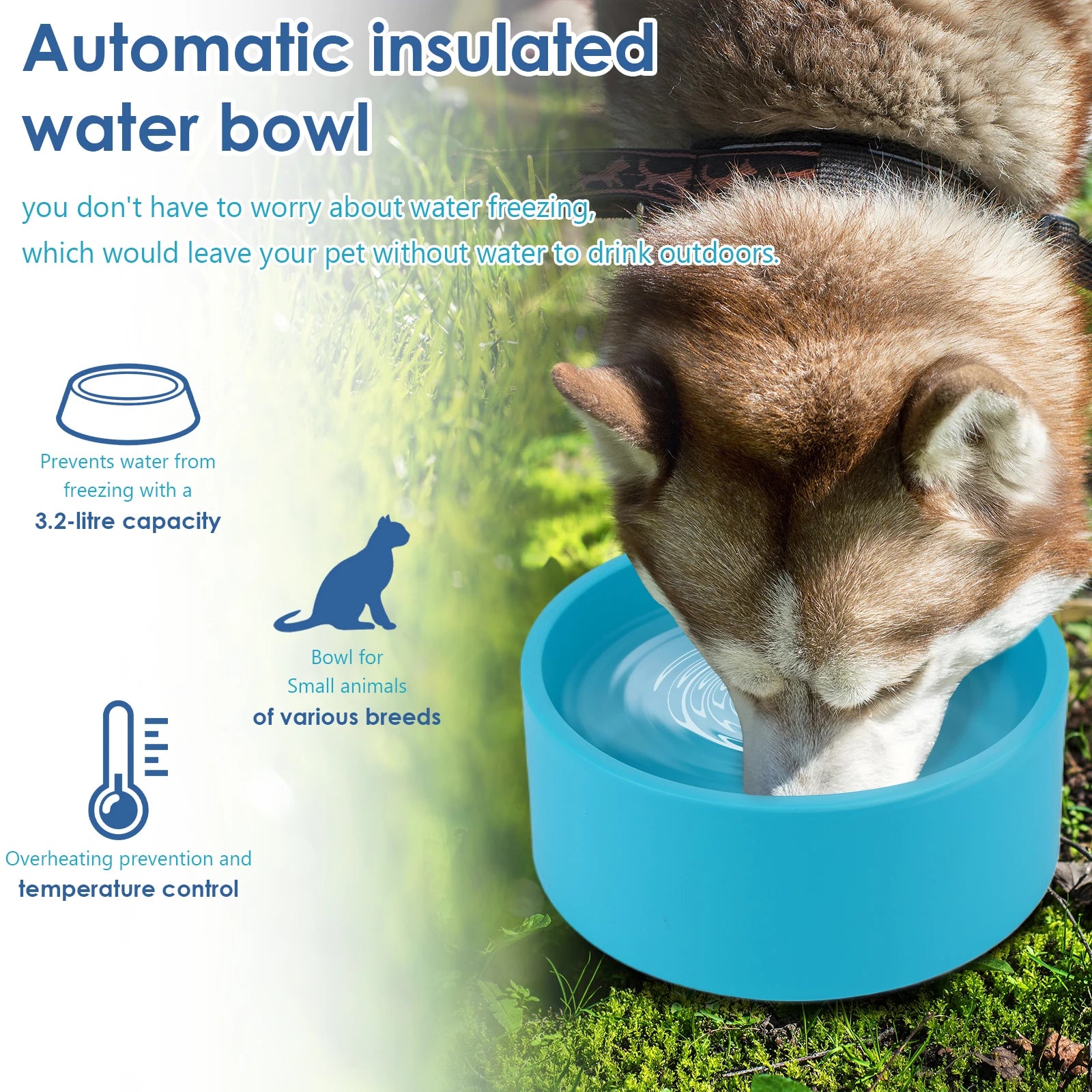 APWIKOGER Heated Pet Water Bowl - 3.2L Anti-Freeze Dog Dish