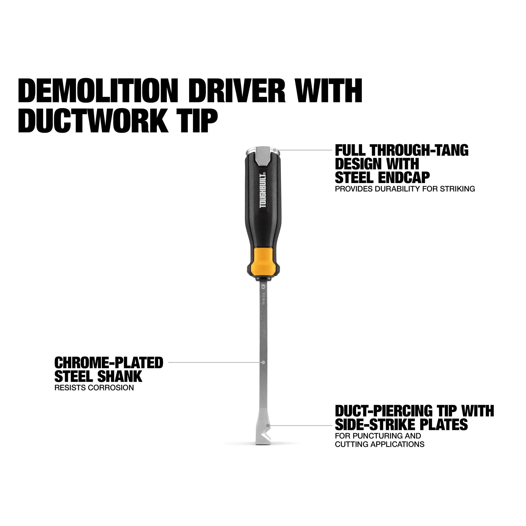 ToughBuilt Demolition Driver - Heavy-Duty Duct Piercing Tip Tool