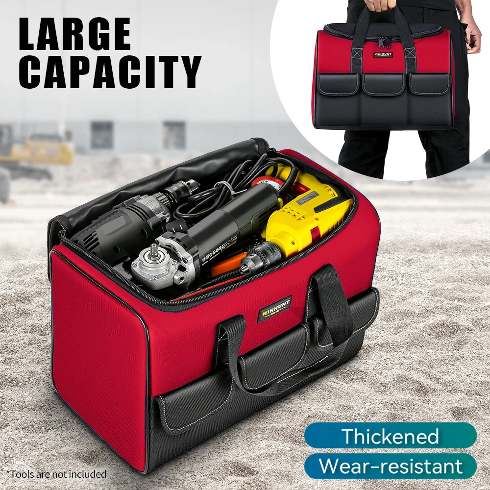 WINHUNT Heavy Duty Wide Mouth Tool Bag - Perfect for Electricians & Mechanics