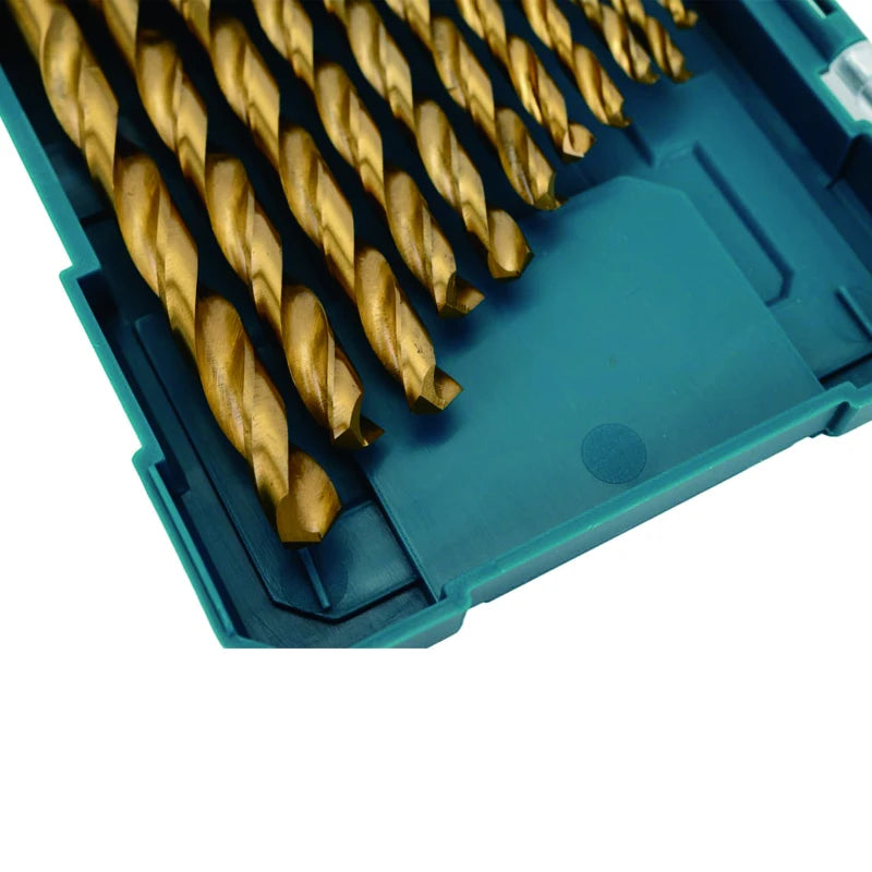 Makita HSS Twist Drill Bits Set - 13-Piece Titanium-Coated for Woodworking