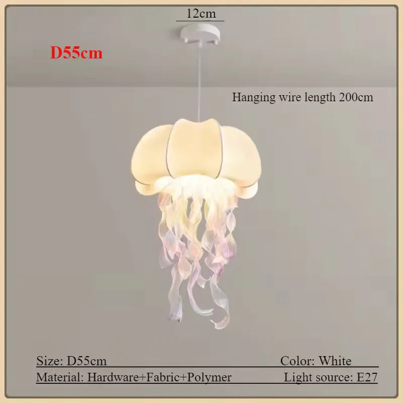 Elegant Silk Jellyfish Pendant Chandelier for Bedroom & Bar