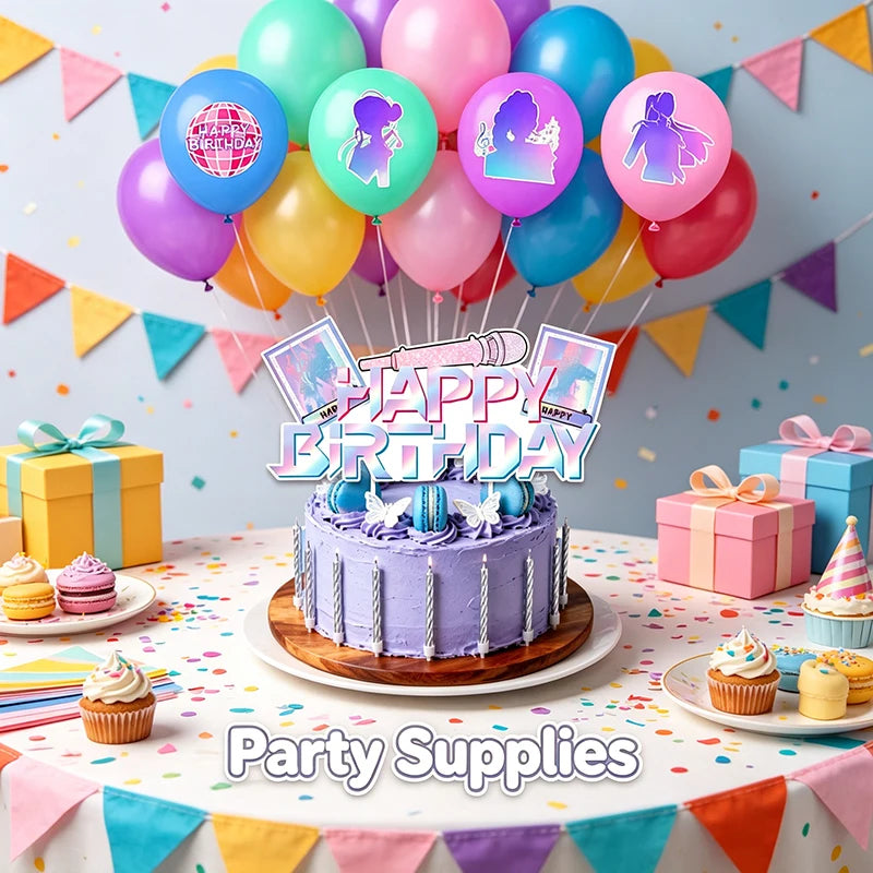 KPOP Pink & Purple Disposable Tableware Set for Birthday Parties